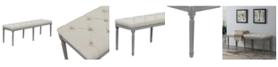 Ac Pacific Jack Button Tufted Upholstered Bench with Weathered Legs